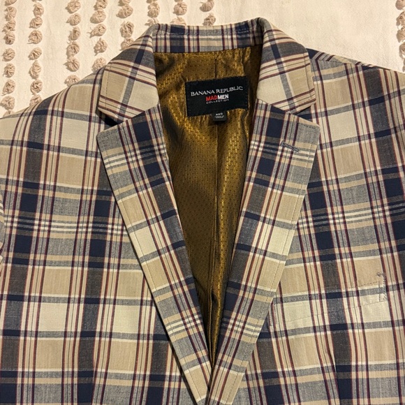 Brooks Brothers Blue and Tan Plaid Blazer - Picture 3 of 6